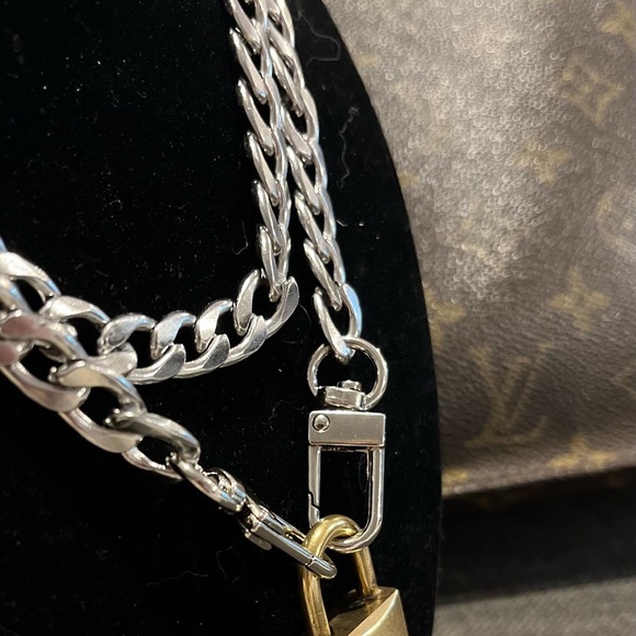 Louis Vuitton Padlock on Silver Stainless Steel Necklace with a Second Necklace - Picture 7 of 7